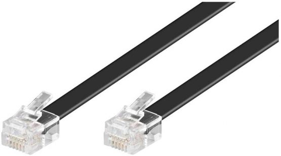 Goobay 50324 Modular Telephone Cable, Black, 15m Length