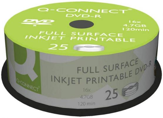 Q Connect 16 x 4.7 GB Inkjet Printable DVD-R Disc (Pack of 25)