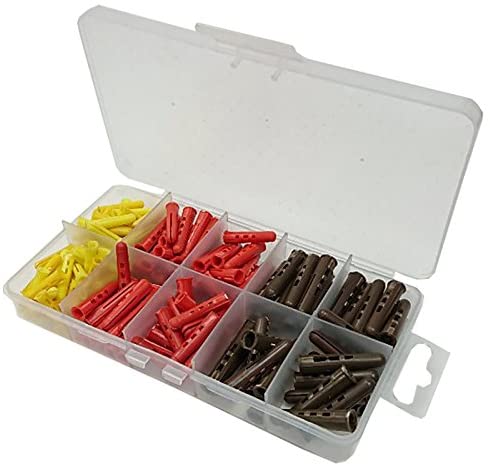 Merriway BH06588 (240 Pcs) Assortment of Standard Size Wall Plugs in a 10 Compartment Carry Case - Pack of 240 Pieces