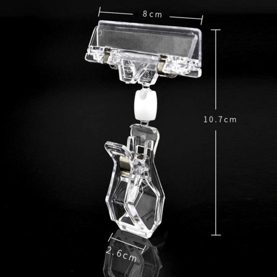 NUOBESTY Label Clips, Plastic Rotatable Clip-on Style Merchandise Sign Transparent Note Card Fixator Paper Holder Price Tag Clamp for Market Home Shooping Mall - 10PCS - Image 3