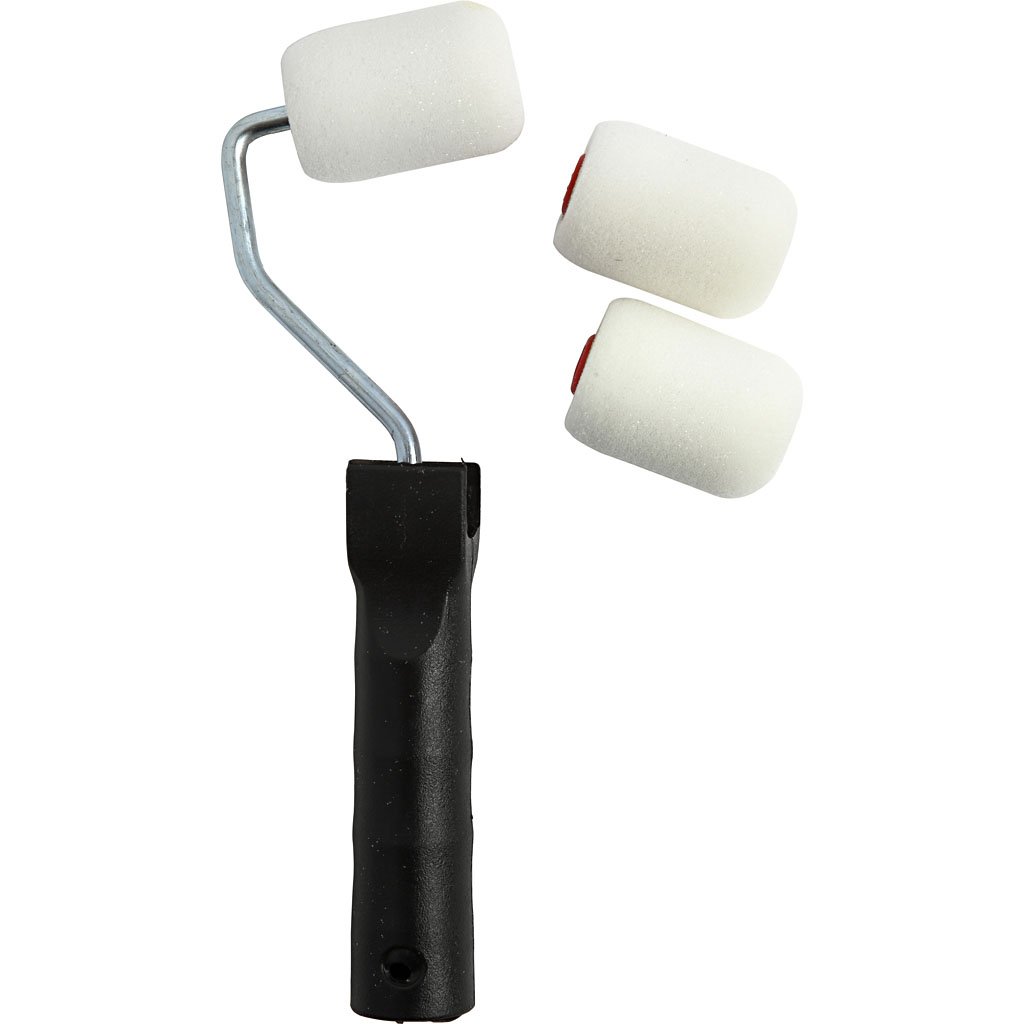 Creativ Foam Paint Rollers, 6cm, 1 Set - Perfect for Smooth Painting, White With Blue