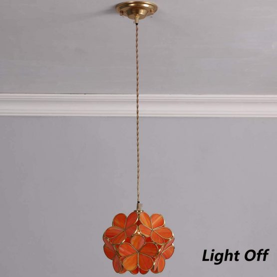 Bieye L30745 Cherry Blossom Tiffany Style Stained Glass Ceiling Pendant Light with 8-inch Wide Lampshade (Textured Transparent Brown) - Image 3