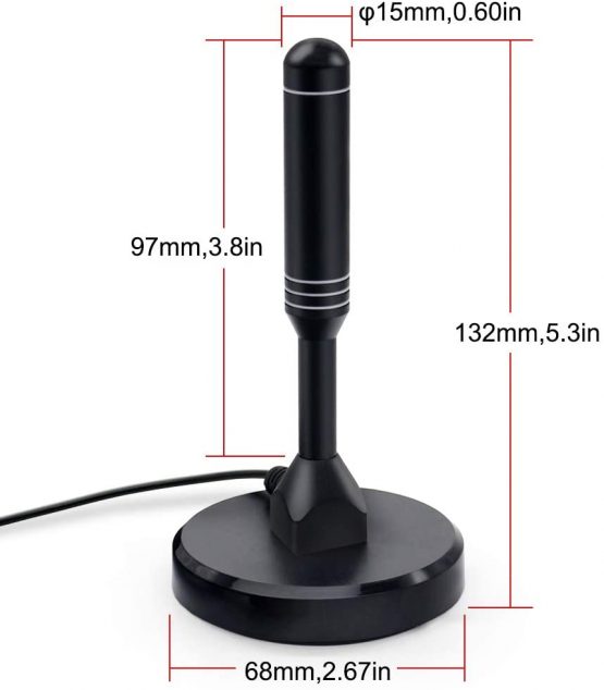 LEADSIGN Portable Indoor/Outdoor TV Aerial with Magnetic Base,High Gain Digital Antenna for VHF/UHF TV Signals (Black) - Image 2