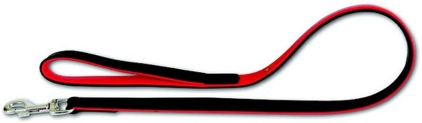 DINGO Leather Leash for Dog Exclusive Black with Red Padding Lead Handmade of Cattle Hide 11455