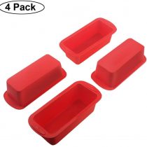 SILIVO Silicone Bread and Loaf Tins Silicone Non Stick Baking Moulds Pan for Loaves, Breads, Cakes and Lasagna… (Rectangular Bread tin, 4 PCS 14*6*5 cm)