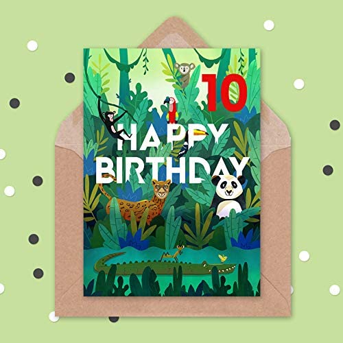 Wee Blue Coo Jungle Animals Boys 10th Birthday Card, Age 10, 17.5 x 12.5 cm - Image 3