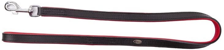 DINGO Leather Leash for Dog Exclusive Black with Red Padding Lead Handmade of Cattle Hide 11455 - Image 3