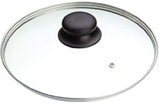 Ibili Stainless Steel Vented Silver & Black Glass Saucepan Cover Lid 18cm