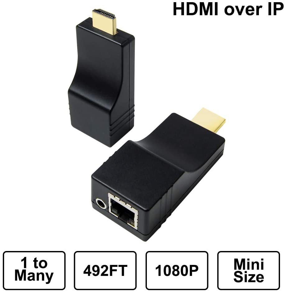 DDMALL 150M 1080P HDMI Extender Over TCP/IP, Mini Size, Easy Setup, Using Single CAT5e/CAT6 Cable, 1-to-1, One-to-Many