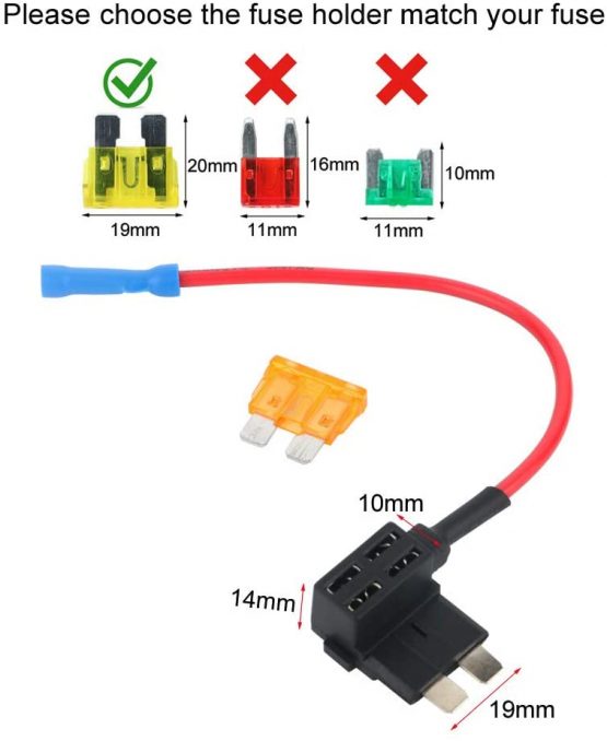 GTIWUNG 32V Car Fuse Tap, Add-a-Circuit Fuse Adapter, Standard Fuse Tap, Medium Piggy Back Blade Fuse Holder with Wire Harness(Pack of 6) - Image 3