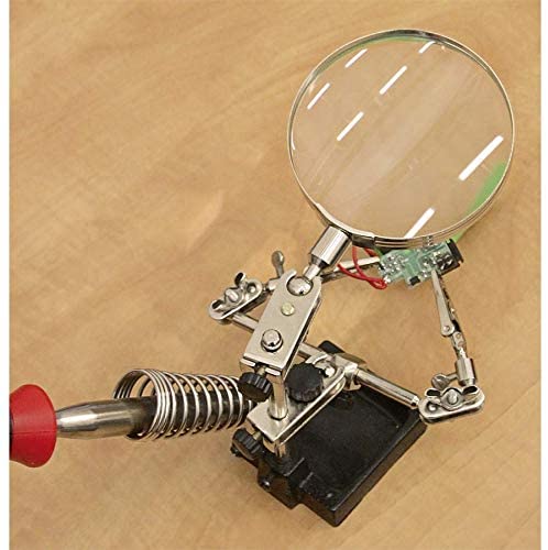 Sealey Sd150H Mini Robot Soldering Stand with Magnifier and Iron Holder, Silver - Image 3