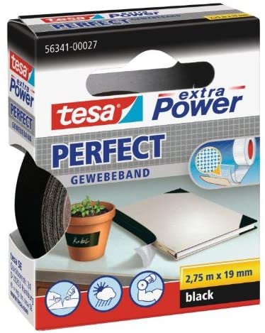 tesa UK tesa extra Power Perfect, Black,2.75m x 19mm, 2,75m x 19mm