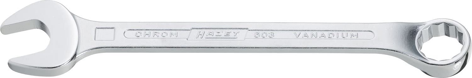 HAZET 603-8 120 mm Hexagon Profile Combination Wrench - Chrome-Plated, 8 mm(Schlüsselweite)