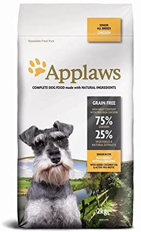 Applaws High Protein Senior Complete and Grain Free Dry Dog Food 2kg for All Senior Breeds Chicken (Pack of 1)