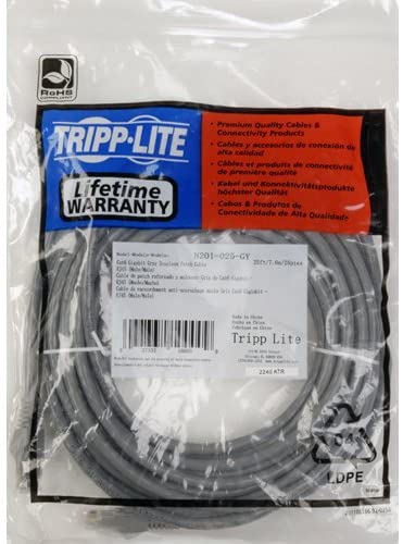 Tripp Lite Cat6 Gigabit Snagless Molded UTP Patch Cable RJ45 M/M Grey, 2.13 m (N201-007-GY), 7' - Image 2