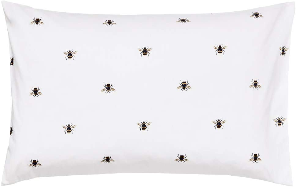 Joules Botanical Bee Pillow Case Standard Blue, 100 COTTON PERCALE