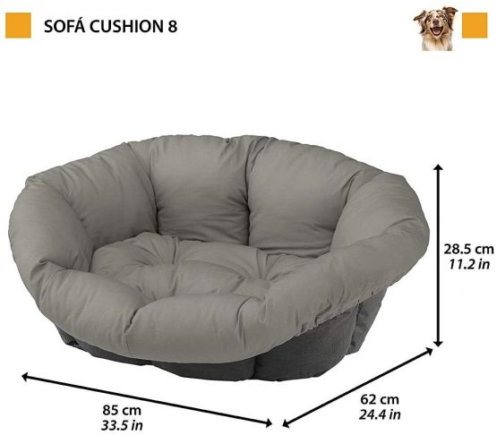 Ferplast Cushion for dog and cat bed SOFA' CUSHION 8 Padded spare cover for pet bed, Soft cotton washable, Adjustable with elastic cord, 85 x 62 x h 28,5 cm Brown - Image 2