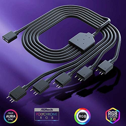 Cooler Master ARGB 1-to-5 Splitter Cable, 3-Pin LED Connector, 58 cm, MFX-AWHN-1NNN5-R1, black / black - Image 3