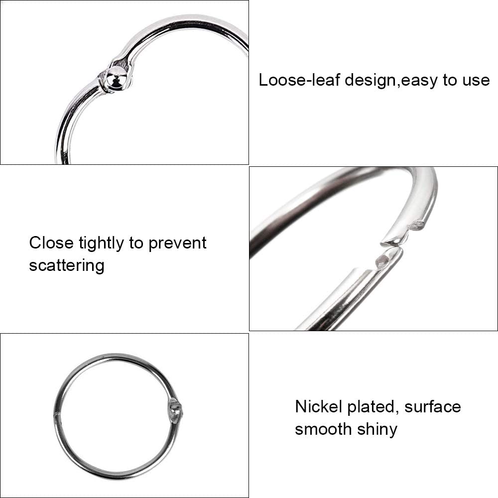 ManLee 100Pcs Metal Book Rings 20mm Book Loose Leaf Binder Rings Index Card Rings Flash Card Rings Silver Key Keychain Rings Round Binding Rings for Revision Card Notebook Scrapbook Album Craft DIY - Image 3