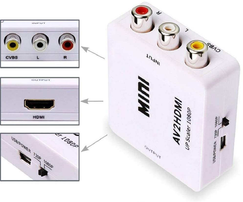 KUYIA 3RCA to HDMI Converter, Composite CVBS 720P 1080P AV to HDMI Adapter with USB Charge Cable - Image 2