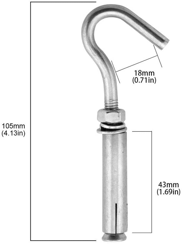 M8 Open Expansion Hook 304 Stainless Steel Anchor Bolt Hooks Expansion