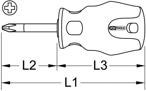 KS Tools 159.1026 Ergo+ Stubby Screwdriver, Phillips, Ph2 - Image 3