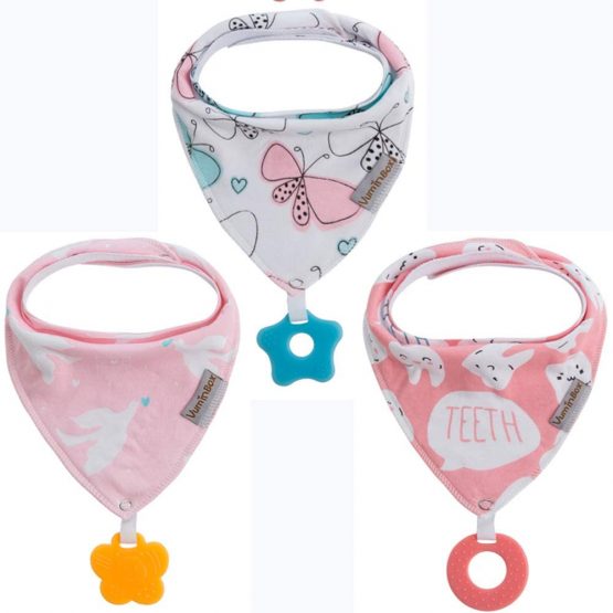 Baby Bandana Drool Bibs 6-Pack and Teething Toys 6-Pack Made with 100% Organic Cotton, Super Absorbent and Soft Unisex
