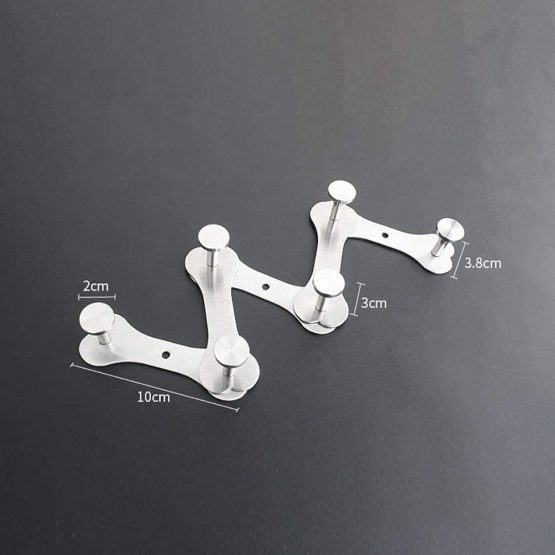 NUZAMAS Wall Mount Hook, 5 Hooks Stainless Steel Hanger, Coat Robe Hat Clothes Wall Mounting Hooks Heavy Duty Towel Rack Bathroom Kitchen Organiser - Flexible Shape - Image 4