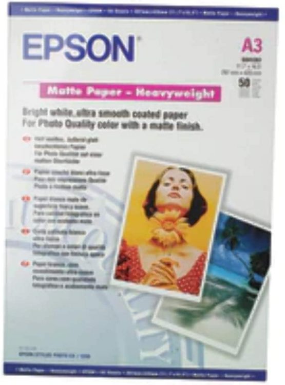 Epson Media, Media, Sheet paper, Matte Paper Heavy Weight, Graphic Arts - Graphic and Signage Paper, A3, 167 g/m2, 50 Sheets 1, White,2357108 - Image 2