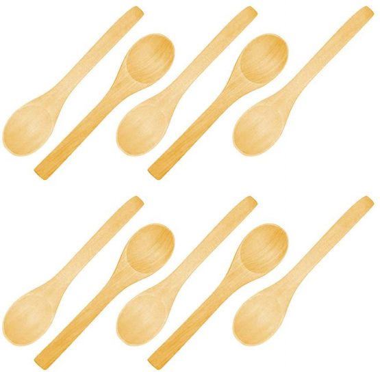 Wooden Spoon-Small Handmade Wooden Spoon, 10PCS 3.5in Small Wooden Serving Spoons Condiments Salt Spoons Honey Teaspoon Coffee Tea Sugar Salt Jam Mustard Ice Cream Spoons