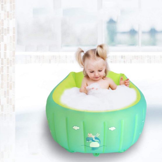 YAAVAAW Inflatable Baby Bathtub,Infant Shower Tub Anti-Slip Shower Basin,Toddler Bathing Seat Mini Swimming Pool Foldable Travel Bath Tub Shower Basin with Soft Cushion Central Seat(for 0-3 Years) - Image 3