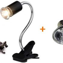 FYSW E27 Pet Lizard Tortoise Reptile Lamp Holder Basking Light,Heat Spotlight Holder With Clamp Lamp Fixture & 360 ° Rotating neck,75W Lamp For Reptiles, Lizards, Turtle Snakes Aquarium (Black)