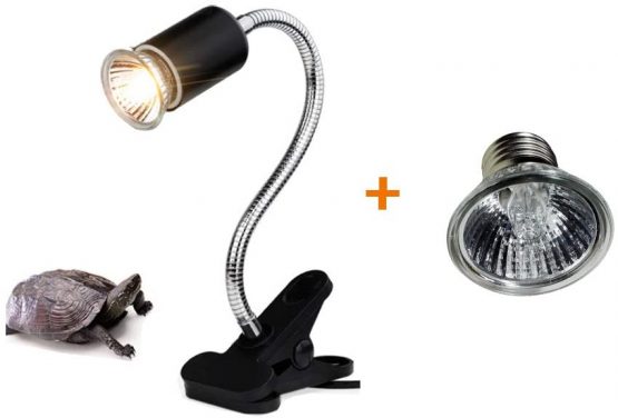FYSW E27 Pet Lizard Tortoise Reptile Lamp Holder Basking Light,Heat Spotlight Holder With Clamp Lamp Fixture & 360 ° Rotating neck,75W Lamp For Reptiles, Lizards, Turtle Snakes Aquarium (Black)