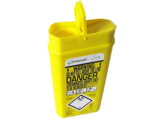 Sharpsafe Disposable Sharps Bin 0.2 litre - Pack of 2 - Image 2