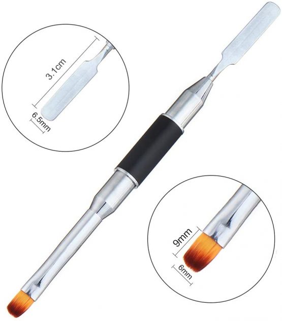 Dual-Ended Poly gel Brush & Picker, Kalolary 2 in 1 Designs Poly gel Brushes Stainless Steel Gel Nail Tool for Poly Gel UV Gel Acrylic Nails Extension - Image 4