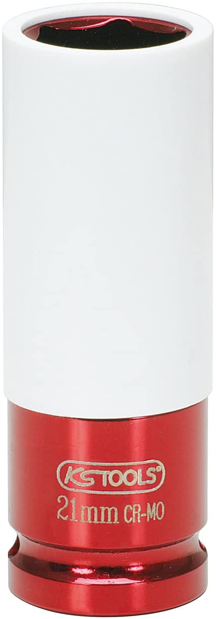 KS Tools 515.2021 1/2-inch 21mm Impact Sockets Deep, Red, 21 mm