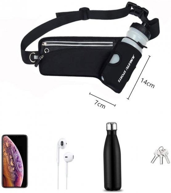 mefound Running Belt with Water Bottle Holder Reflective BumBag Cycling Fanny Pack Fit 7" Cell Phone Waist Bag for Runner Marathon Fitness Hiking and Riding - Image 2