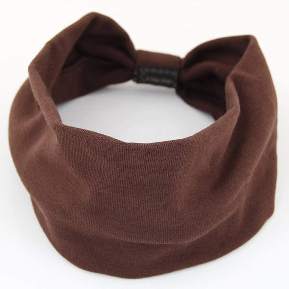 KAEHA SUN-071-20 Scarf Head Band for Straight Hair Colour Bow Tie Wide Brim Headband, Brown - Image 2