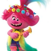 STAR CUTOUTS SC1497 Poppy Ukulele/Guitar Trolls World Tour Lifesize Cardboard Cutout/Decoration Height 95cm Width 63cm, Multicolour