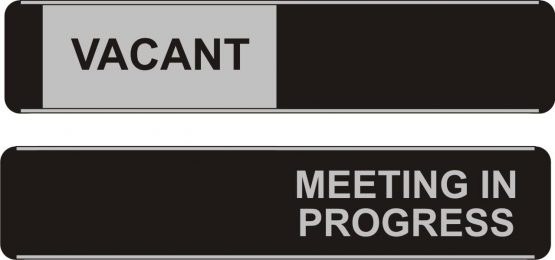 Seco Vacant/Meeting In Progress Sliding Sign, 255mm x 52mm - Aluminum/PVC (Pack of 5)