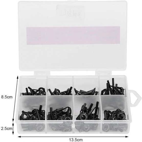 Alomejor 80pcs Fishing Rod Guides Set ProStainless Steel 8 Sizes Eye Ring Sea Fishing Pole Line Guide Set with Case for Saltwater Freshwater Fishing - Image 3