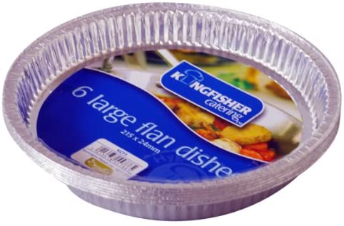 Kingfisher Foil Flan Dishes, Silver, Large, Pack of 6, 21 x 21 x 3 cm