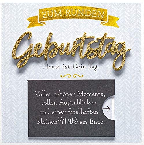 Birthday Card Lettering Surprise - Round Birthday Card - 15cm x 15cm, Weiß