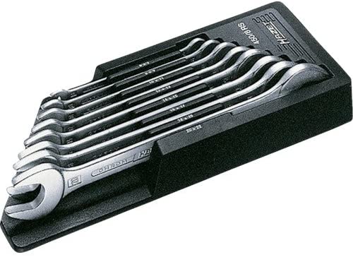 HAZET 450N/8RS Hexagon Profile Double Open-End Wrench Set - Chrome-Plated
