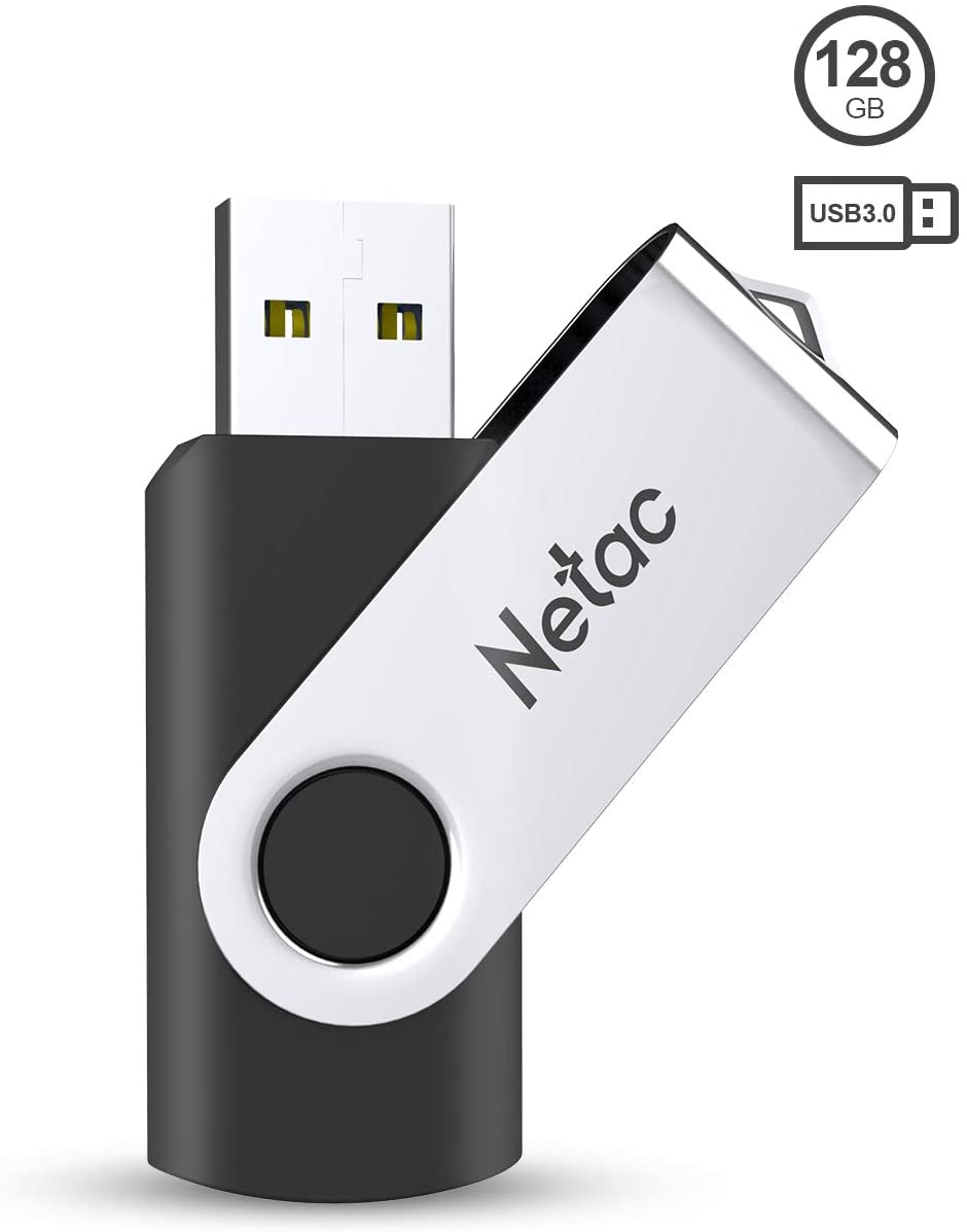 Netac 128GB USB 3.2 Flash Drive 128GB High Speed Swivel Design Memory Stick Up to 90MB/s Pen Drive Thumb Drive for Data Storage