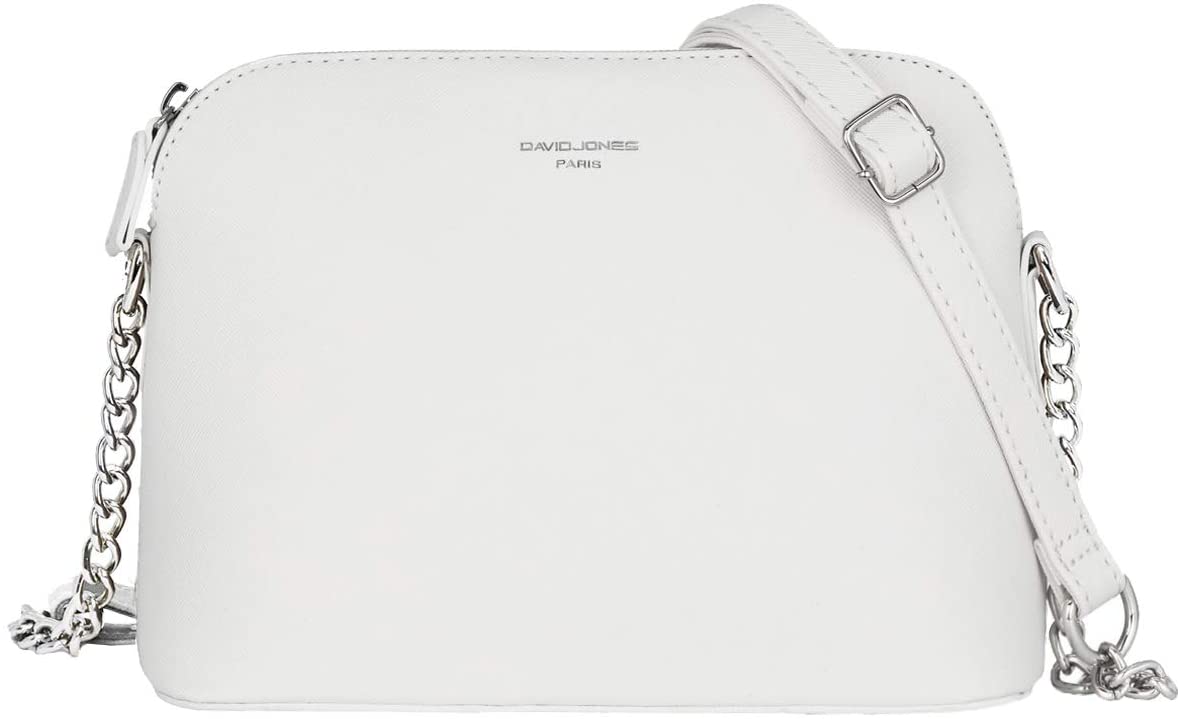 David Jones, Women's Small Crossbody Bag, Chain Shoulder Bag, Saffiano PU Faux Leather Rigid Messenger Bag