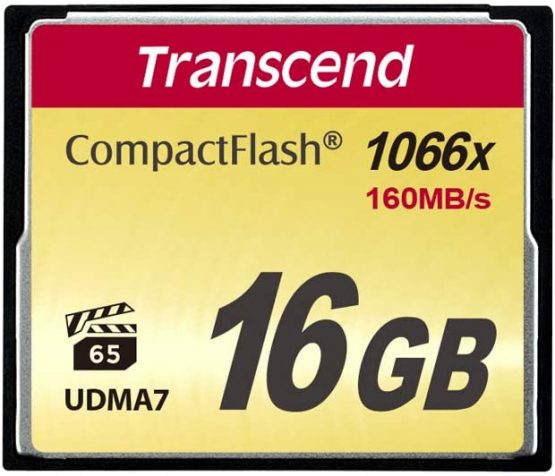 Transcend 16GB CompactFlash 1000 Memory Card, Up to 160/120 MB/s, Supports High-Speed Ultra DMA Transfer Mode 7, Ideal for Ultra-High Resolution Full HD, 3D and 4K UHDTV Video Recording TS16GCF1000