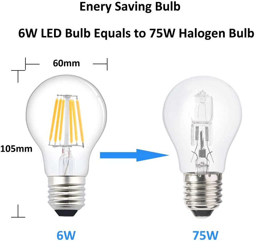 Bonlux 6W A60 E27 LED Light Bulbs AC/DC 12-24V Non-Dimmable Edison Screw LED Filament Bulb Warm White 2700K Vintage Bulb 360 Degree for RV Camper Marine Yacht Lorry (2-Pack) - Image 4