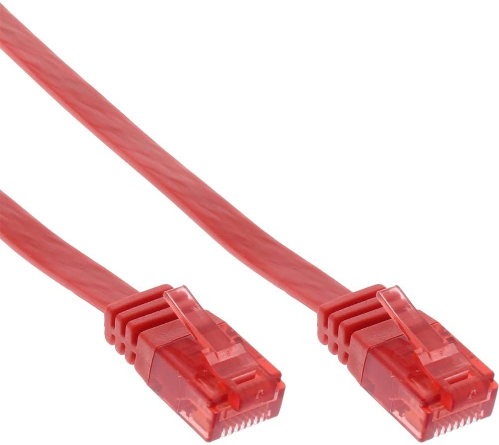 InLine Patch Cable Flat UTP/Cat. 6/10 m/Red, 10m -- rot