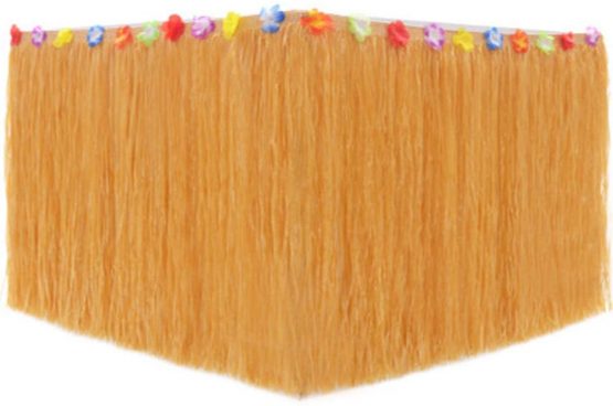Xinlie Hawaiian Luau Table Skirt Hawaii Table Skirts Hawaiian Table Skirt Hibiscus Grass Table Skirt Hawaiian Party Decoration Kit Hawaii Luau Table Skirts for Tropical Decoration (108.7 x 11.8in)